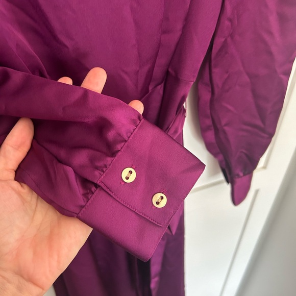 NWOT Puff Shoulder Belted Flare Dress - Picture 4 of 9